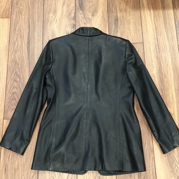 NWT Black Linda Allard Ellen Tracy Leather Blazer - Picture 4 of 7
